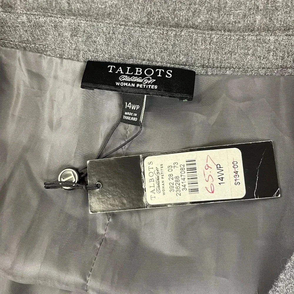 NEW Talbots Skirt Womens 14 WP Petite Gray Ruffle Wool Stretch Waist NWT